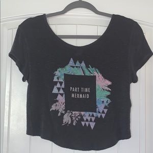 Hollister Dark Grey Graphic Crop Top